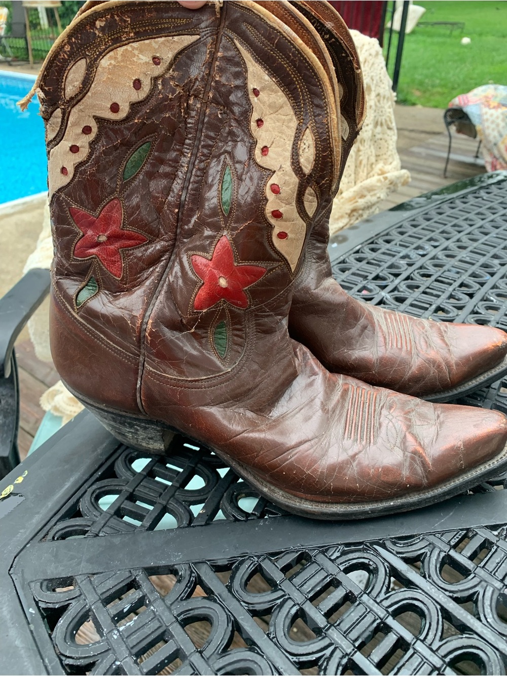 Vintage 1940’s 50s Nocona Brown Leather Cowboy Boots - Picture 1 of 15